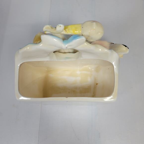 Vintage Baby & Stork Wall Hanging Planter 4946 Succulent, Nursery Decor - Picture 5 of 6